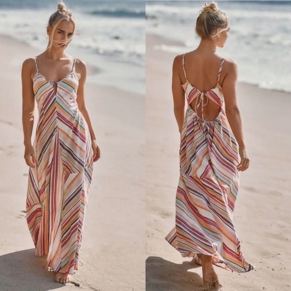 NWT Anthropologie Stripe Maxi Dress M Tank Sundress Vacation Cotton 6 8 - Picture 1 of 8